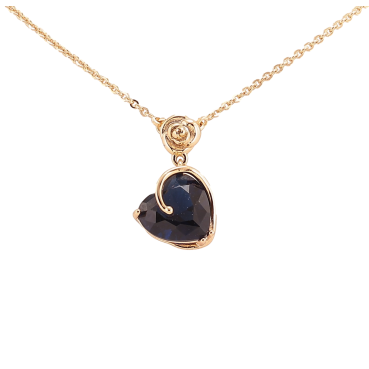 Підвіска на ланцюжку Xuping Позолота 18K «Синє кришталеве сердечко» довжина 40.5-45.5см х 1.5мм фото №2