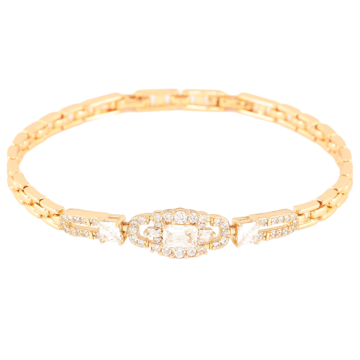 Браслет Xuping Позолота 18K «Візерунок з кристалами» розмір з доп. замком 17,19см х 4-8мм фото №4