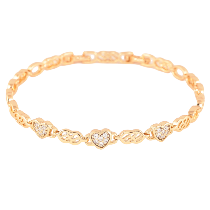 Браслет Xuping Позолота 18K «Візерунок сердечка з кристалами» розмір з доп. замком 17.5,19.5см х 4-6мм фото №16