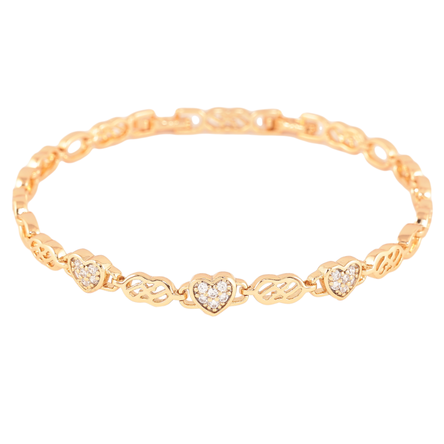 Браслет Xuping Позолота 18K «Візерунок сердечка з кристалами» розмір з доп. замком 17.5,19.5см х 4-6мм фото №1