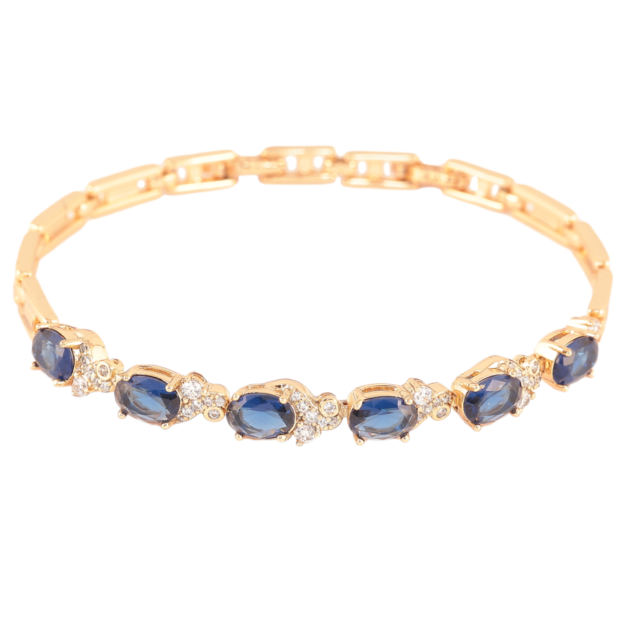 Браслет Xuping Позолота 18K Узор с синими кристаллами размер с доп. замком 17,19см х 4-6мм фото №1