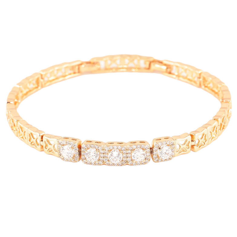 Браслет Xuping Позолота 18K «Візерунок з кристалами» розмір із доп. замком 17.5,19.5см х 6мм фото №1