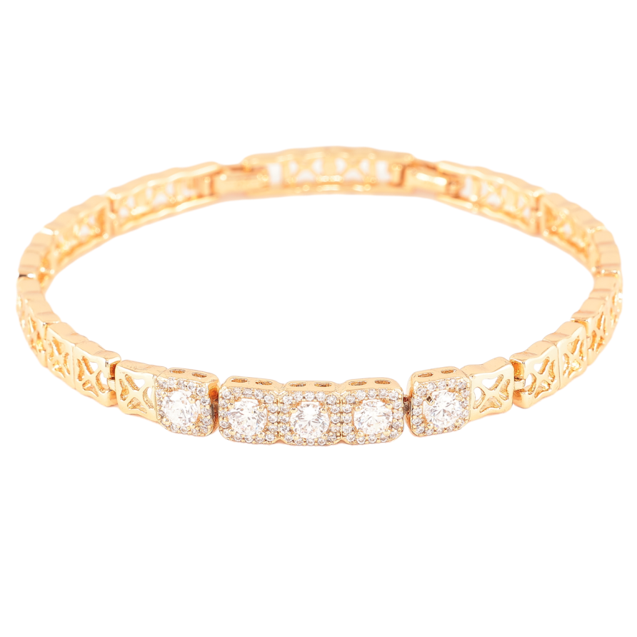 Браслет Xuping Позолота 18K «Візерунок з кристалами» розмір із доп. замком 17.5,19.5см х 6мм фото №1