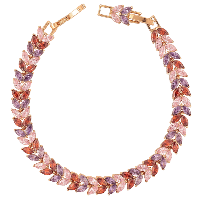 Браслет Xuping Позолота 18K Колосок из разноцветных кристаллов размер с доп. замком 17.5,19.5см х 8мм фото №1