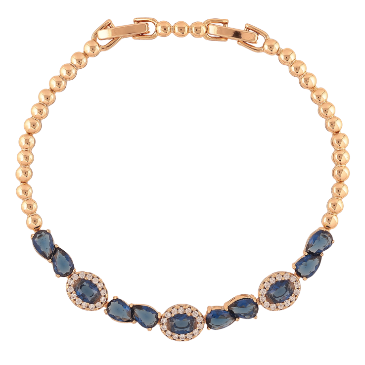 Браслет Xuping Позолота 18K «Доріжка синіх кристалів» розмір з доп. замком 17.5,19.5см х 3-7мм фото №11