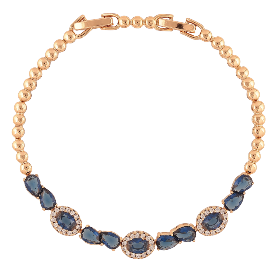 Браслет Xuping Позолота 18K «Доріжка синіх кристалів» розмір з доп. замком 17.5,19.5см х 3-7мм фото №1