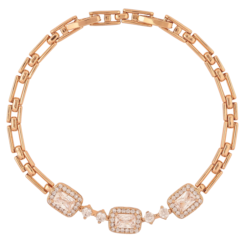 Браслет Xuping Позолота 18K «Візерунок з кристалами» розмір з доп. замком 17.5,19.5см х 3-8мм фото №1