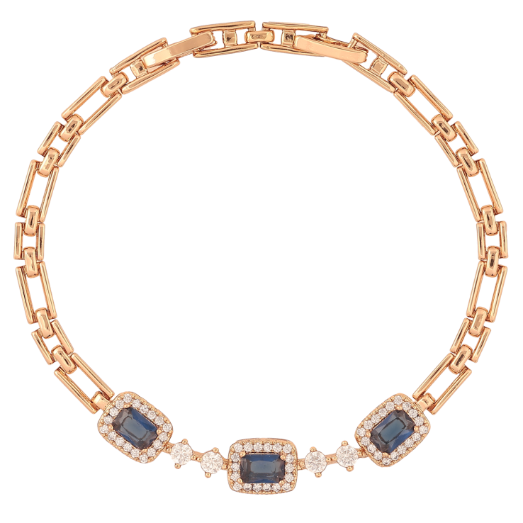 Браслет Xuping Позолота 18K «Візерунок з синіми кристалами» розмір з доп. замком 17.5,19.5см х 3-8мм фото №13