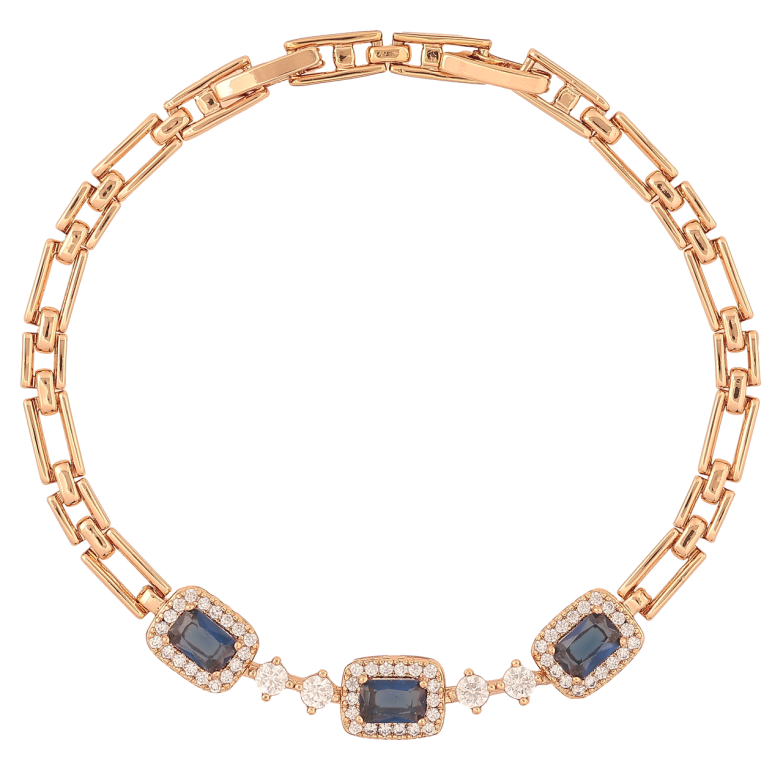 Браслет Xuping Позолота 18K «Візерунок з синіми кристалами» розмір з доп. замком 17.5,19.5см х 3-8мм фото №1