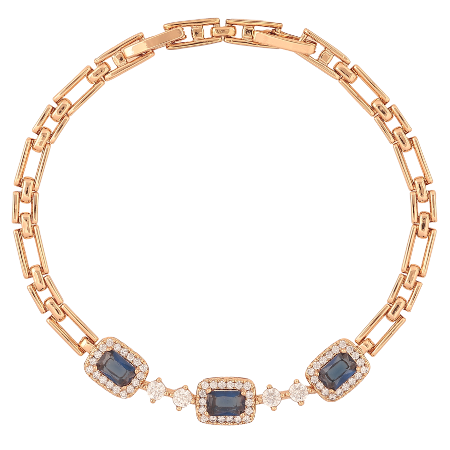 Браслет Xuping Позолота 18K «Візерунок з синіми кристалами» розмір з доп. замком 17.5,19.5см х 3-8мм фото №1