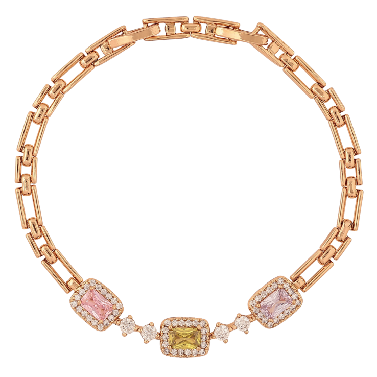 Браслет Xuping Позолота 18K «Візерунок з різнокольоровими кристалами» розмір з доп. замком 17.5,19.5см х 3-8мм фото №4