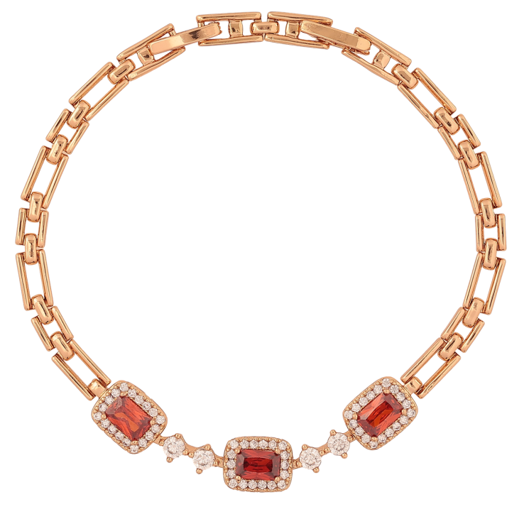Браслет Xuping Позолота 18K «Візерунок з червоними кристалами» розмір з доп. замком 17.5,19.5см х 3-8мм фото №11