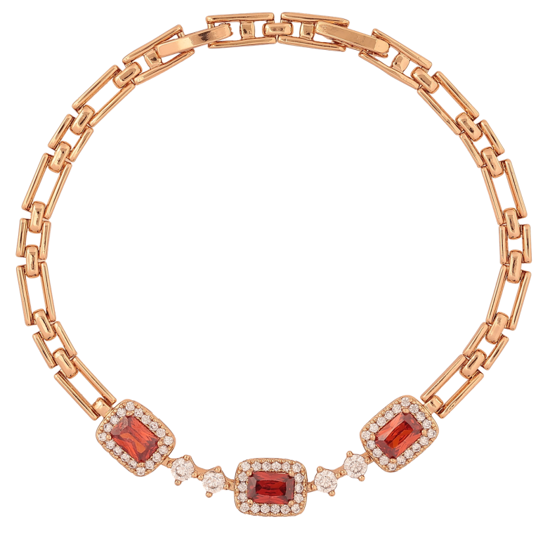 Браслет Xuping Позолота 18K «Візерунок з червоними кристалами» розмір з доп. замком 17.5,19.5см х 3-8мм фото №1