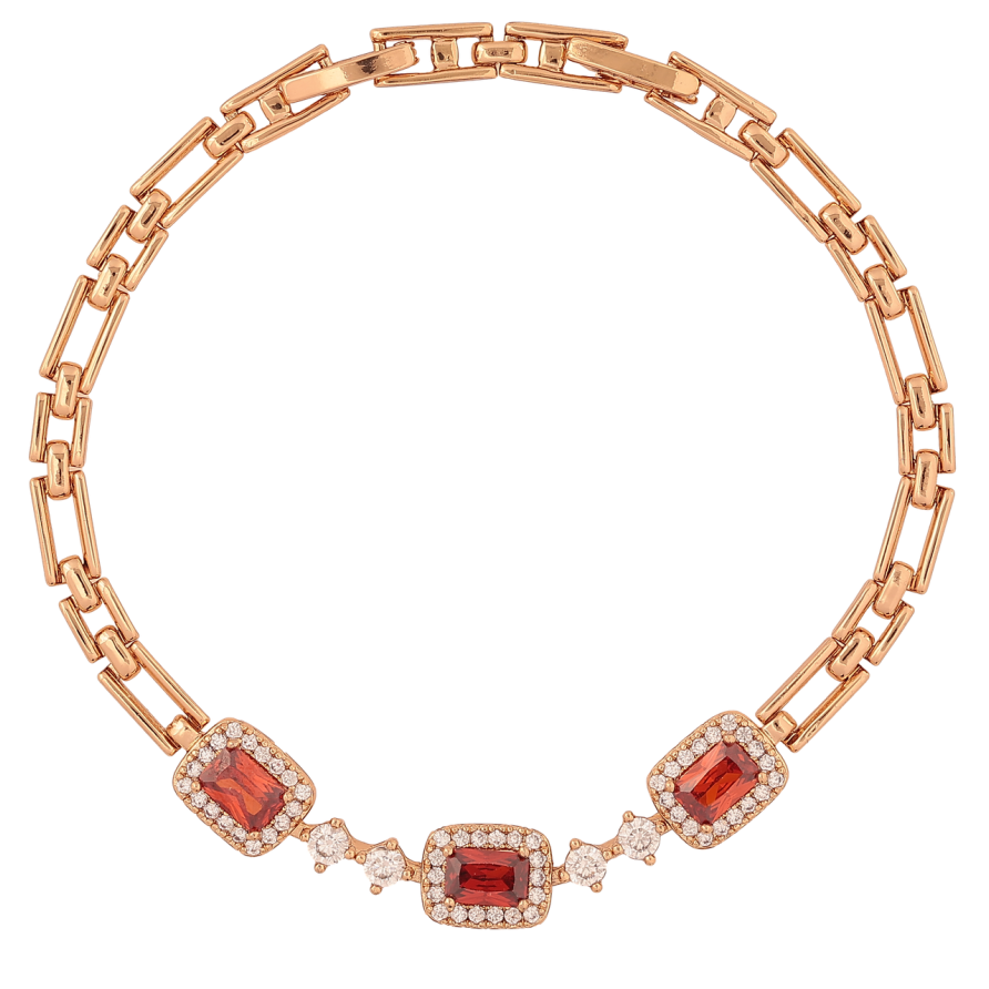 Браслет Xuping Позолота 18K «Візерунок з червоними кристалами» розмір з доп. замком 17.5,19.5см х 3-8мм фото №1