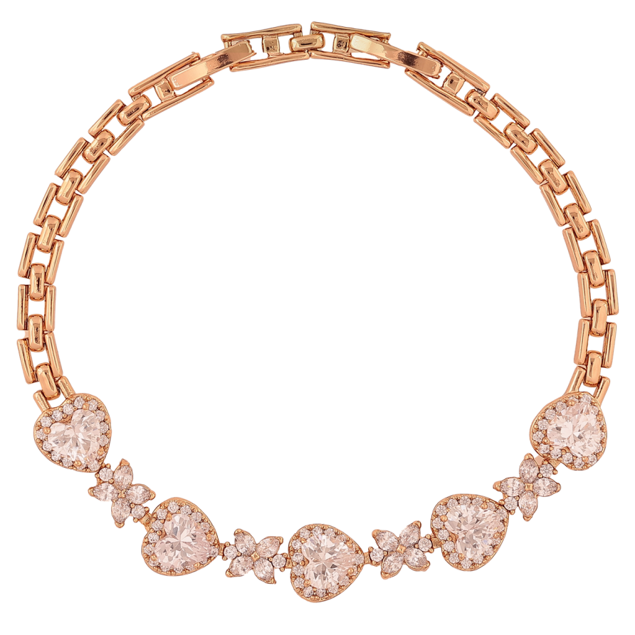 Браслет Xuping Позолота 18K «Кришталеві сердечка і квіточки» розмір з доп. замком 17.5,19.5см х 4-9мм фото №1