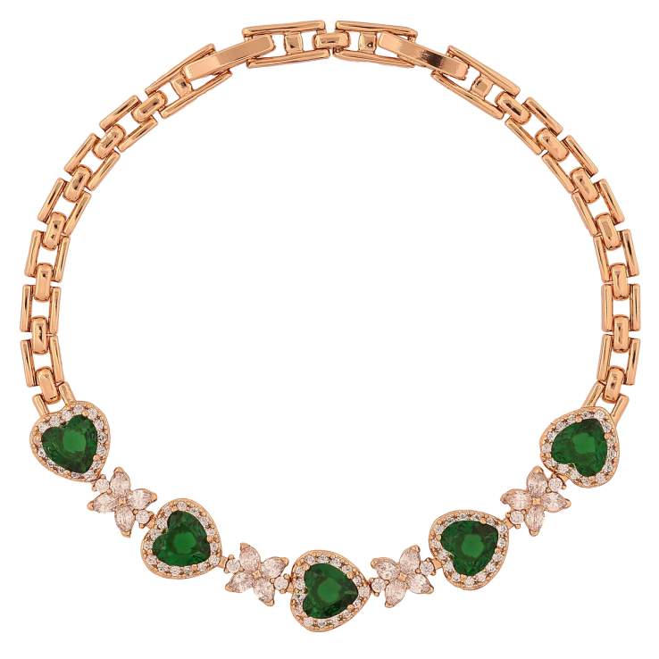 Браслет Xuping Позолота 18K «Кришталеві зелені сердечка з квіточками» розмір з доп. замком 17.5,19.5см х 4-9мм фото №8