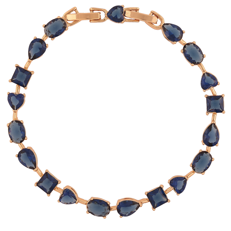 Браслет Xuping Позолота 18K «Доріжка синіх кристалів» розмір з доп.замком 17,18.5см х 5мм фото №1