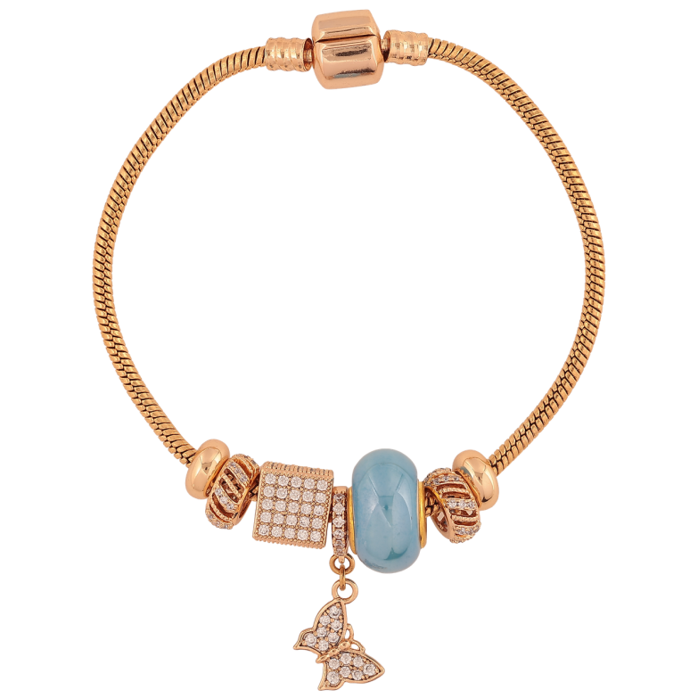 Браслет Xuping Позолота 18K У стилі Pandora Ювелірний шнур з намистинами довжина 20см х 3мм фото №1