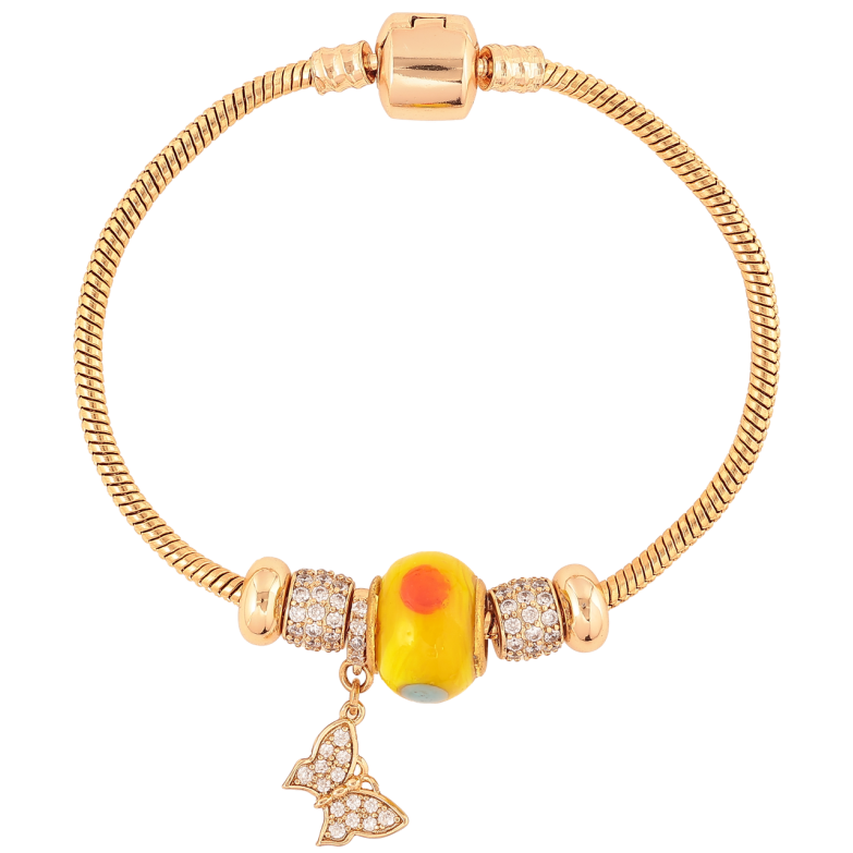 Браслет Xuping Позолота 18K У стилі Pandora Ювелірний шнур з намистинами довжина 18см х 3мм фото №1