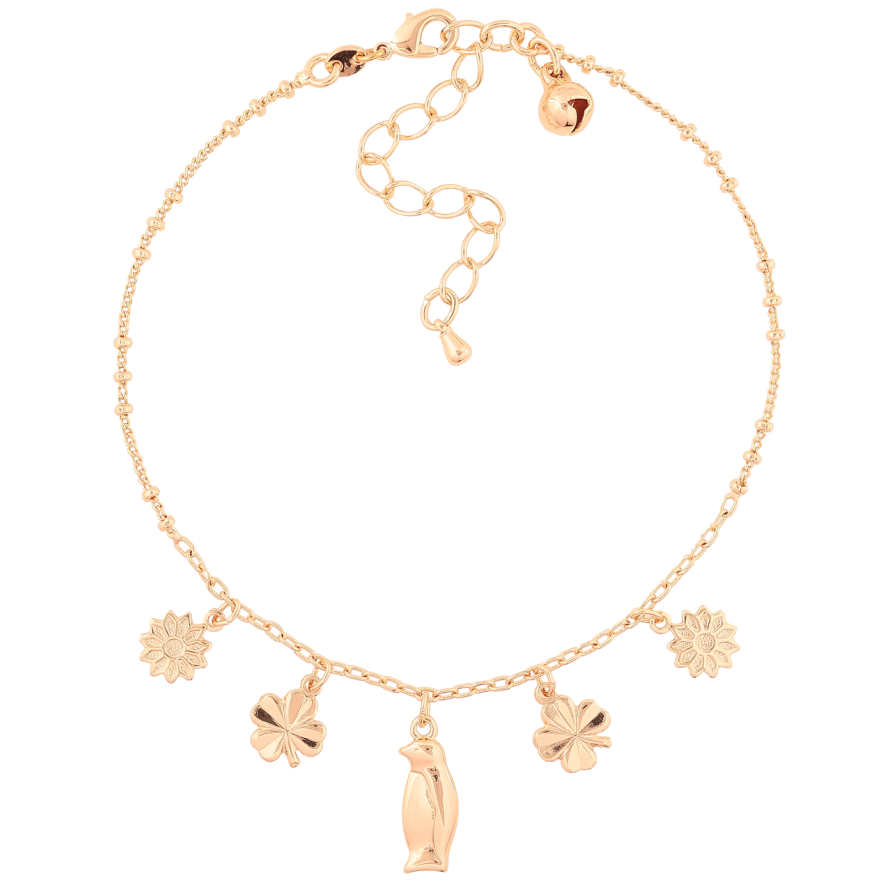 Браслет Xuping M&L Колір 18К на ногу «Ланцюжок з підвісками» довжина з доп. ланцюжком 22-28см х 2мм фото №1