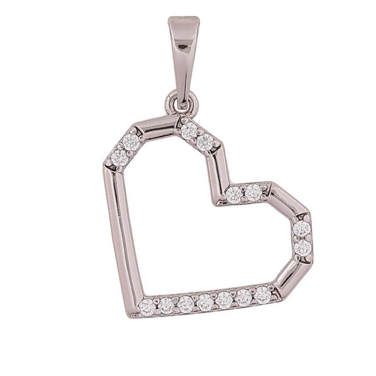 Кулон Xuping Родій «Сердечко з кристалами» для ланцюжка до 6мм фото №5