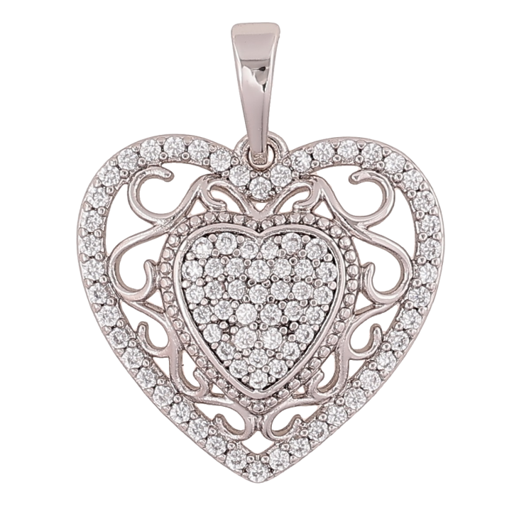 Кулон Xuping Родій «Різьблене сердечко з кристалами» для ланцюжка до 5мм фото №9