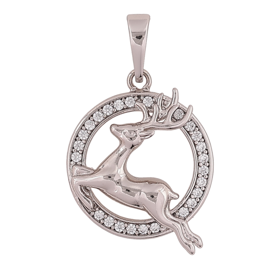 Кулон Xuping Родій «Олень у колечку» для ланцюжка до 6мм фото №1