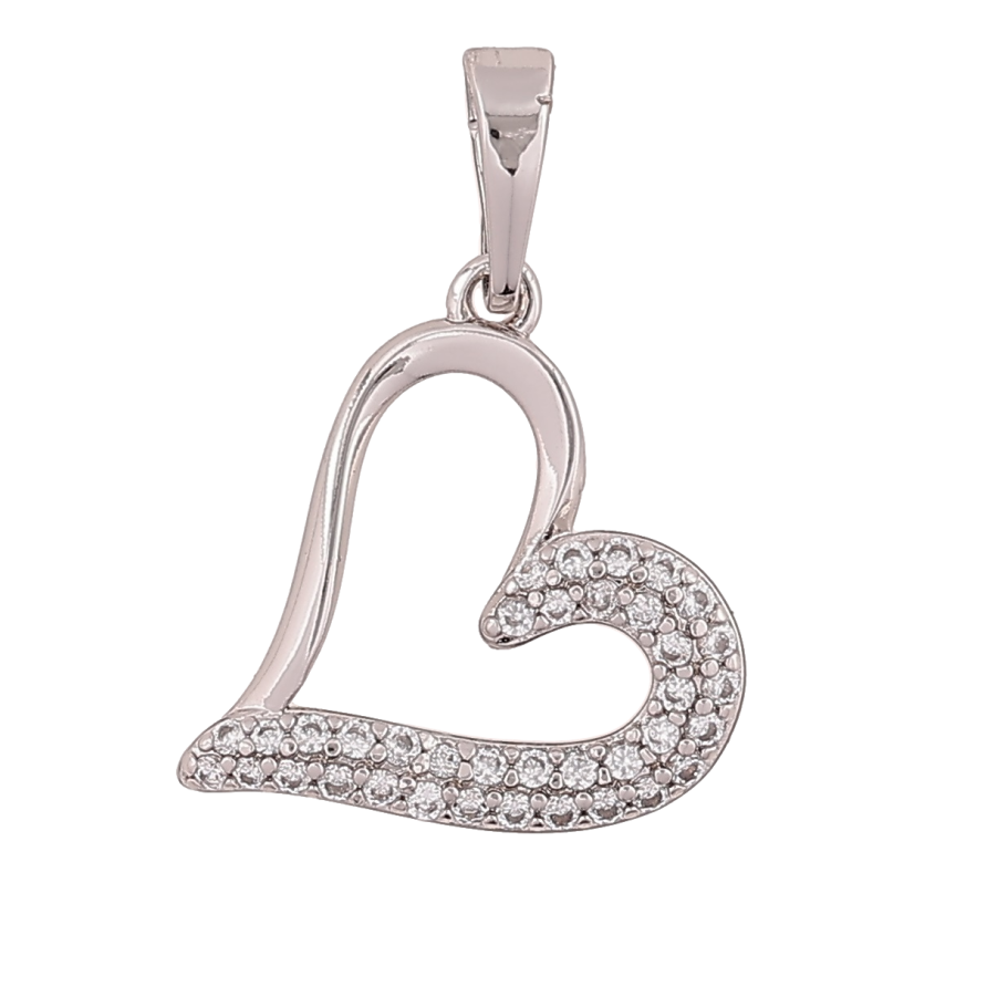 Кулон Xuping Родий Сердечко с инкрустацией кристаллами для цепочки до 6мм фото №1
