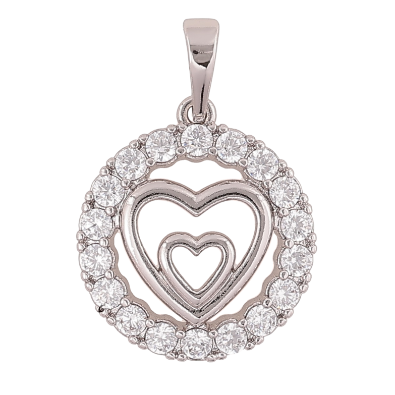 Кулон Xuping Родій «Сердечка в колі кристалів» для ланцюжка до 6мм фото №1