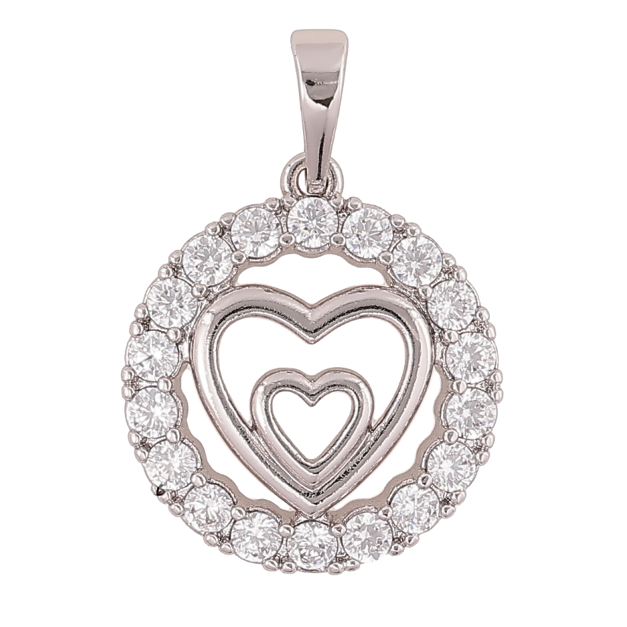 Кулон Xuping Родій «Сердечка в колі кристалів» для ланцюжка до 6мм фото №1