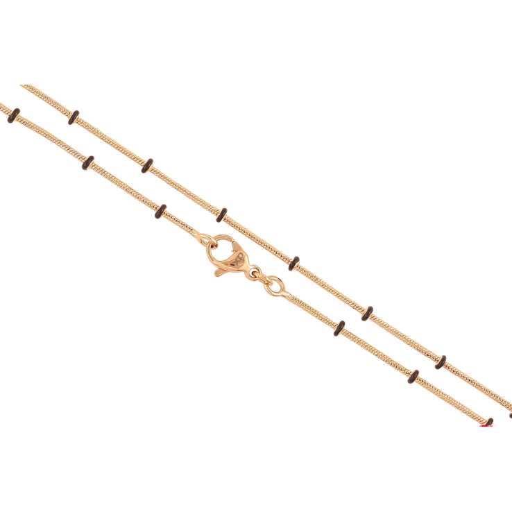 Ланцюжок Xuping Позолота 18K «Плетіння Ювелірний шнур з чорними намистинами» довжина 45см х 1-2мм фото №13