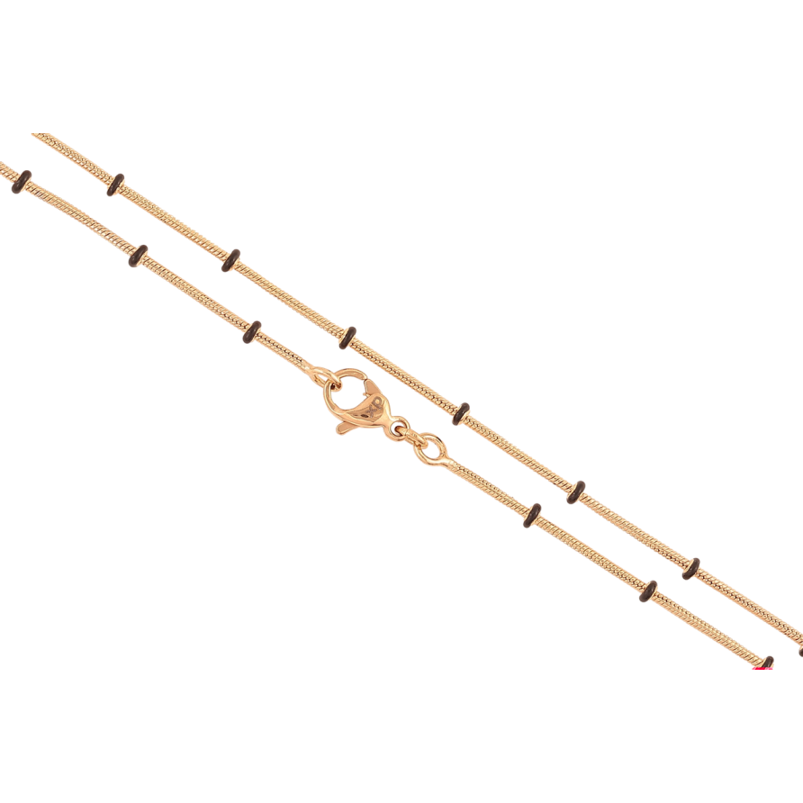 Ланцюжок Xuping Позолота 18K «Плетіння Ювелірний шнур з чорними намистинами» довжина 45см х 1-2мм фото №1