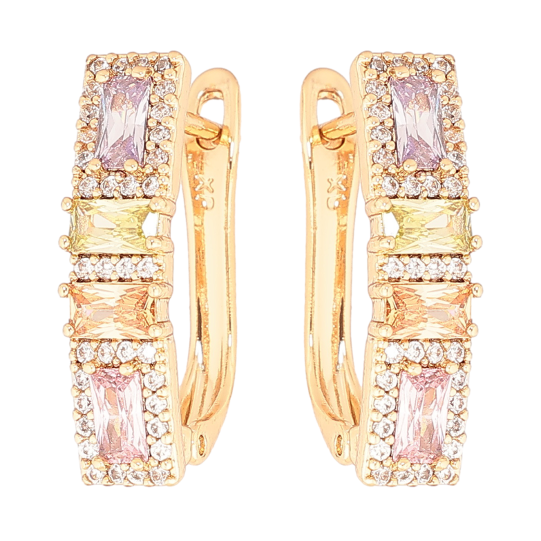 Серьги Xuping Позолота 18K английский замок Инкрустация разноцветными кристаллами фото №1