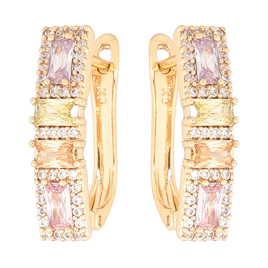 Серьги Xuping Позолота 18K английский замок Инкрустация разноцветными кристаллами фото №1