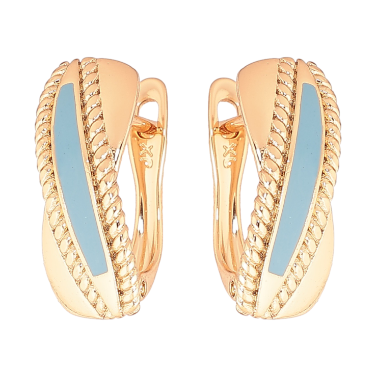 Сережки Xuping Позолота 18K англійський замок «Візерунок з блакитною емаллю» фото №10