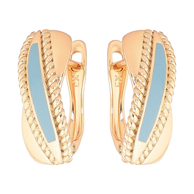 Сережки Xuping Позолота 18K англійський замок «Візерунок з блакитною емаллю» фото №3