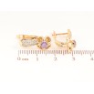 Серьги Xuping Позолота 18K английский замок Цветочки с сиреневыми кристаллами фото №2