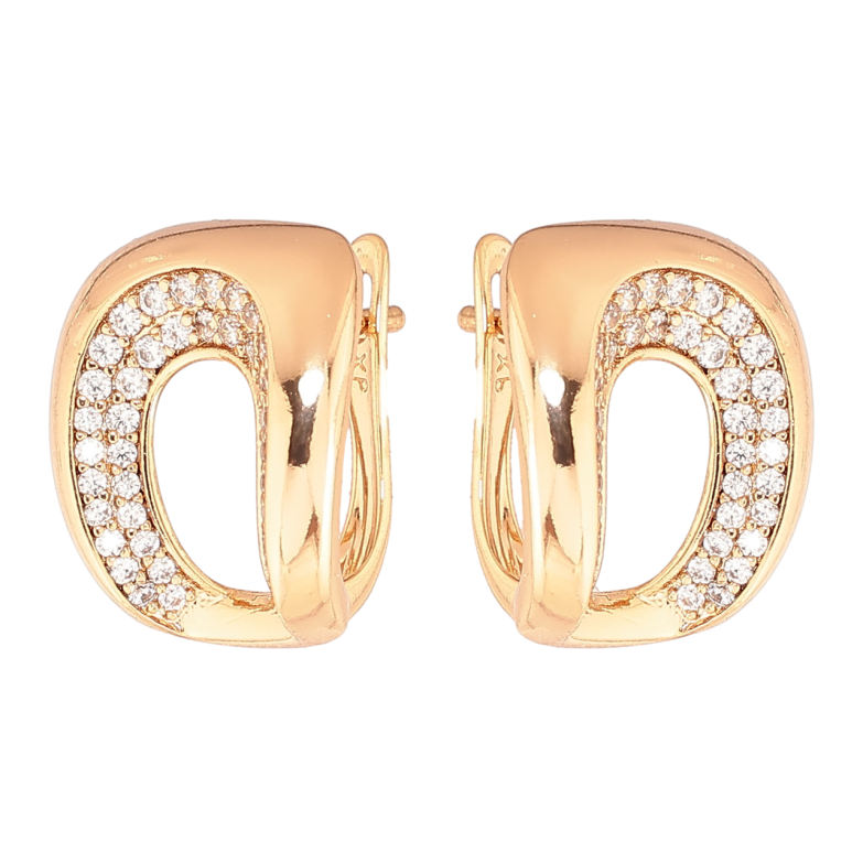 Сережки Xuping Позолота 18K англійський замок «Візерунок з інкрустацією кристалами» фото №2