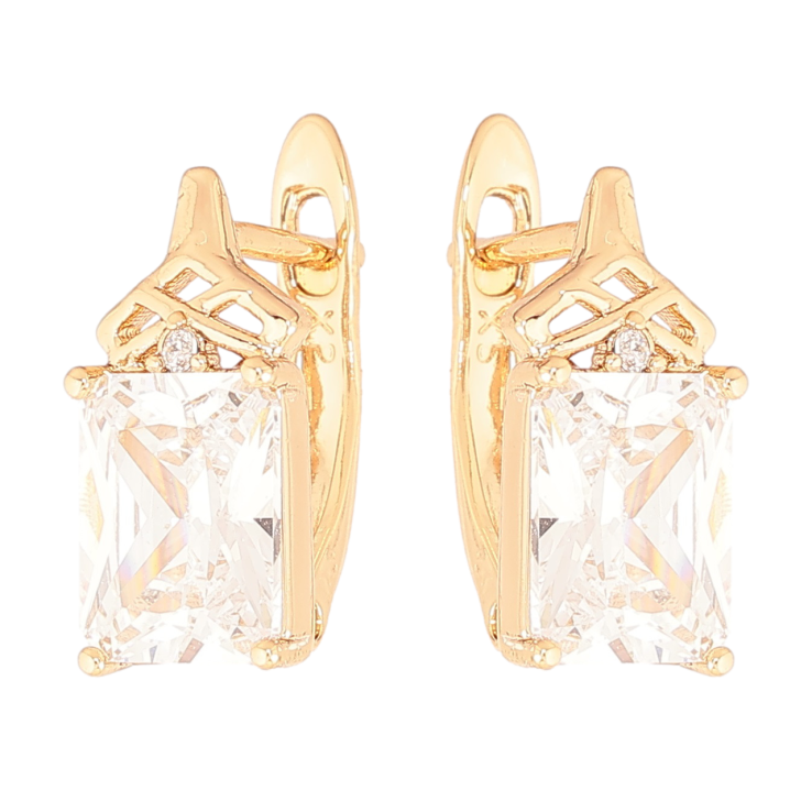 Серьги Xuping Позолота 18K английский замок Граненные кристаллы фото №6 Серьги Xuping Позолота 18K английский замок Граненные кристаллы фото №6