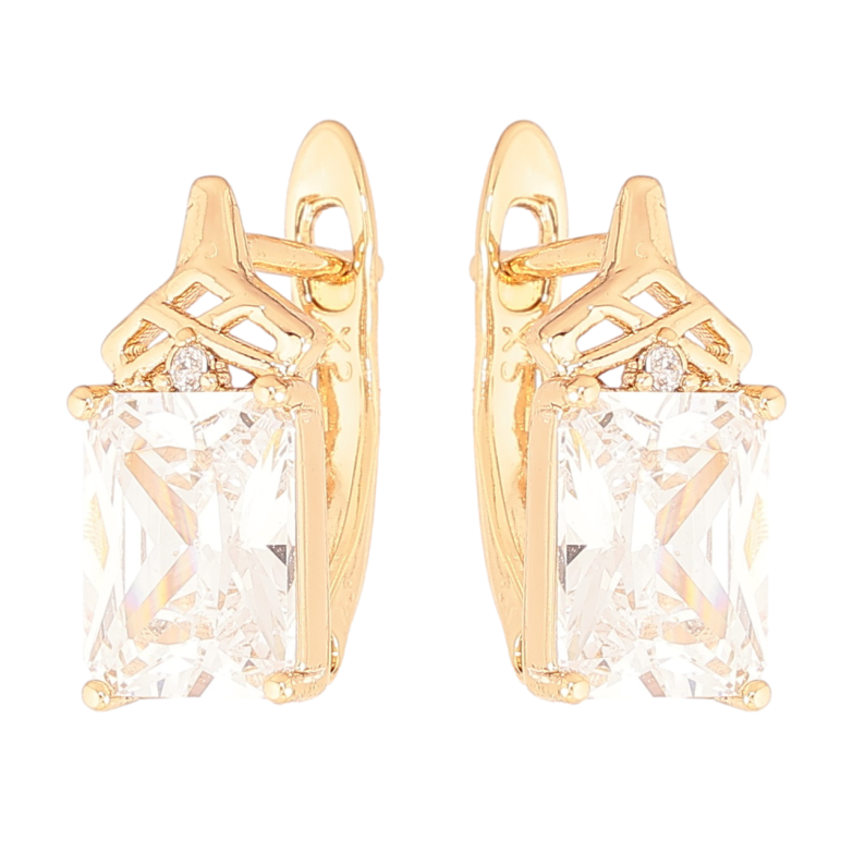 Сережки Xuping Позолота 18K англійський замок «Грановані кристали» фото №1