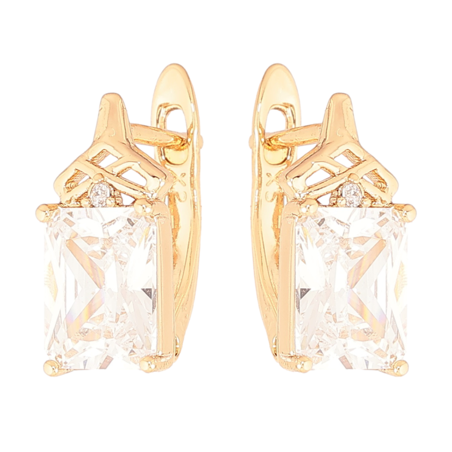 Сережки Xuping Позолота 18K англійський замок «Грановані кристали» фото №1