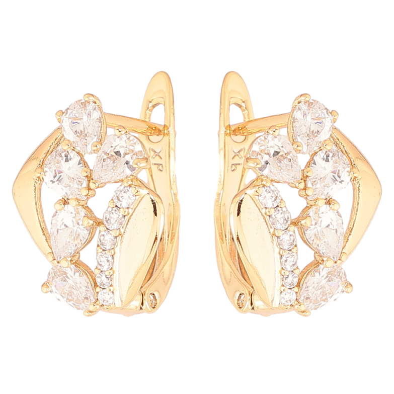 Сережки Xuping Позолота 18K англійський замок «Візерунок з кристалами» фото №1