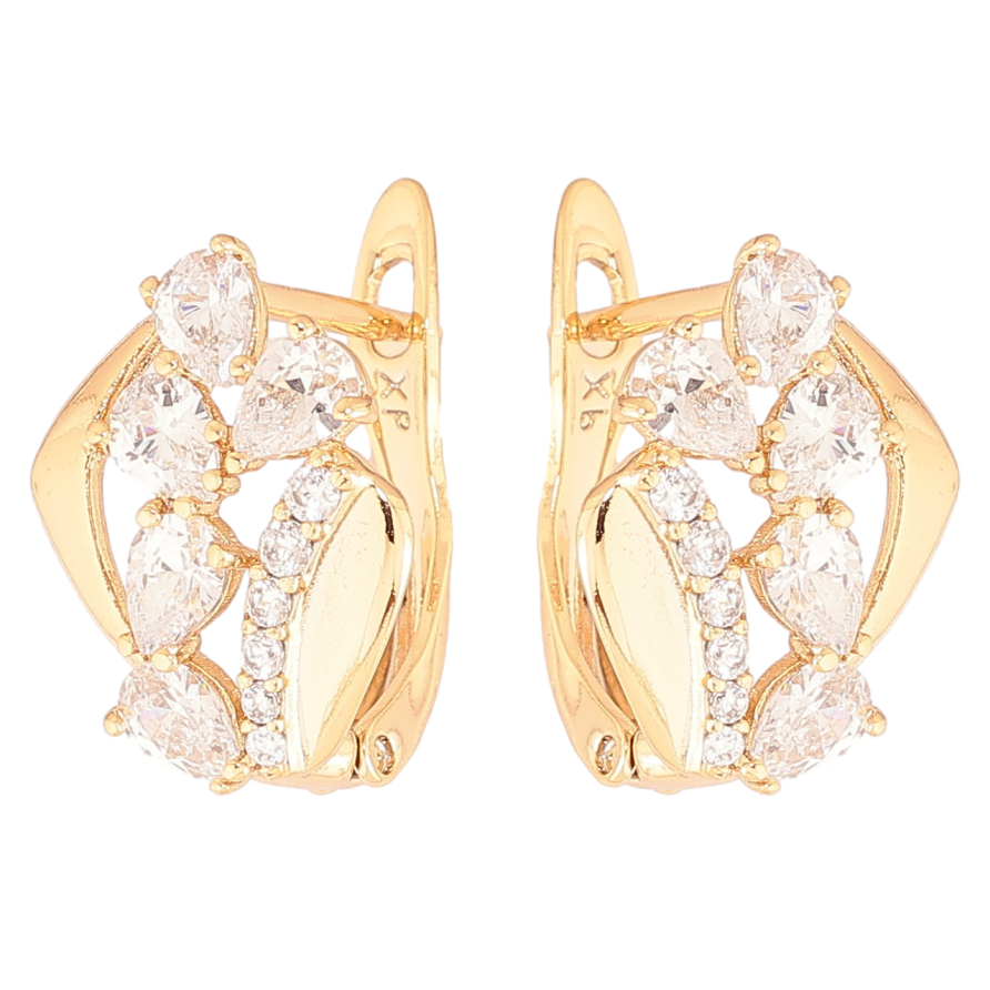 Серьги Xuping Позолота 18K английский замок Узор с кристаллами фото №1