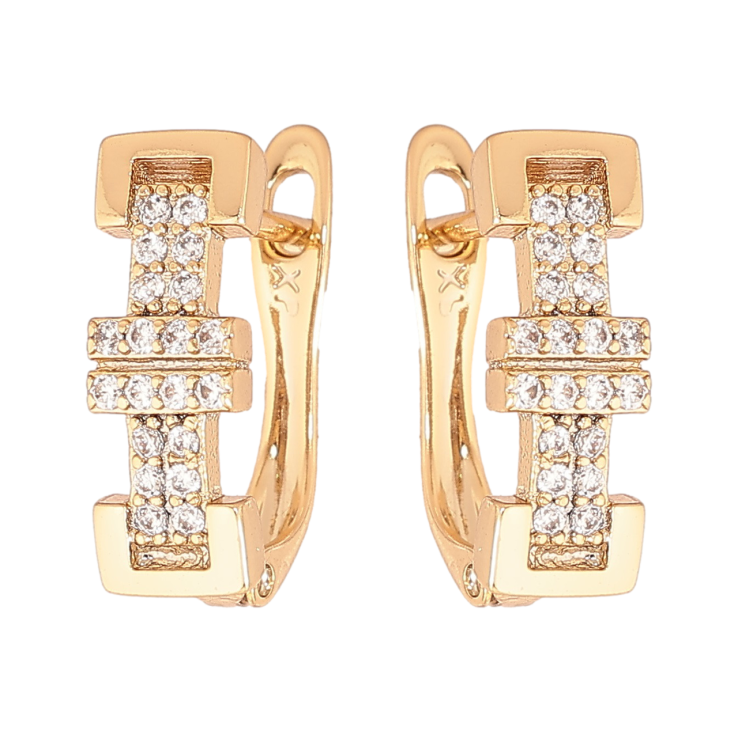 Сережки Xuping Позолота 18K англійський замок «Візерунок з кристалами» фото №10