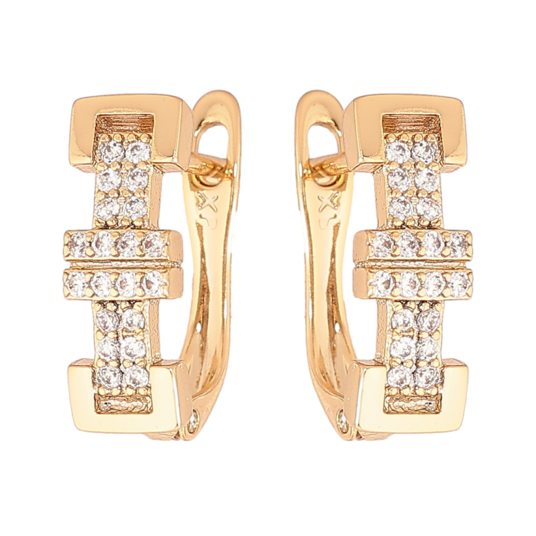 Сережки Xuping Позолота 18K англійський замок «Візерунок з кристалами» фото №1