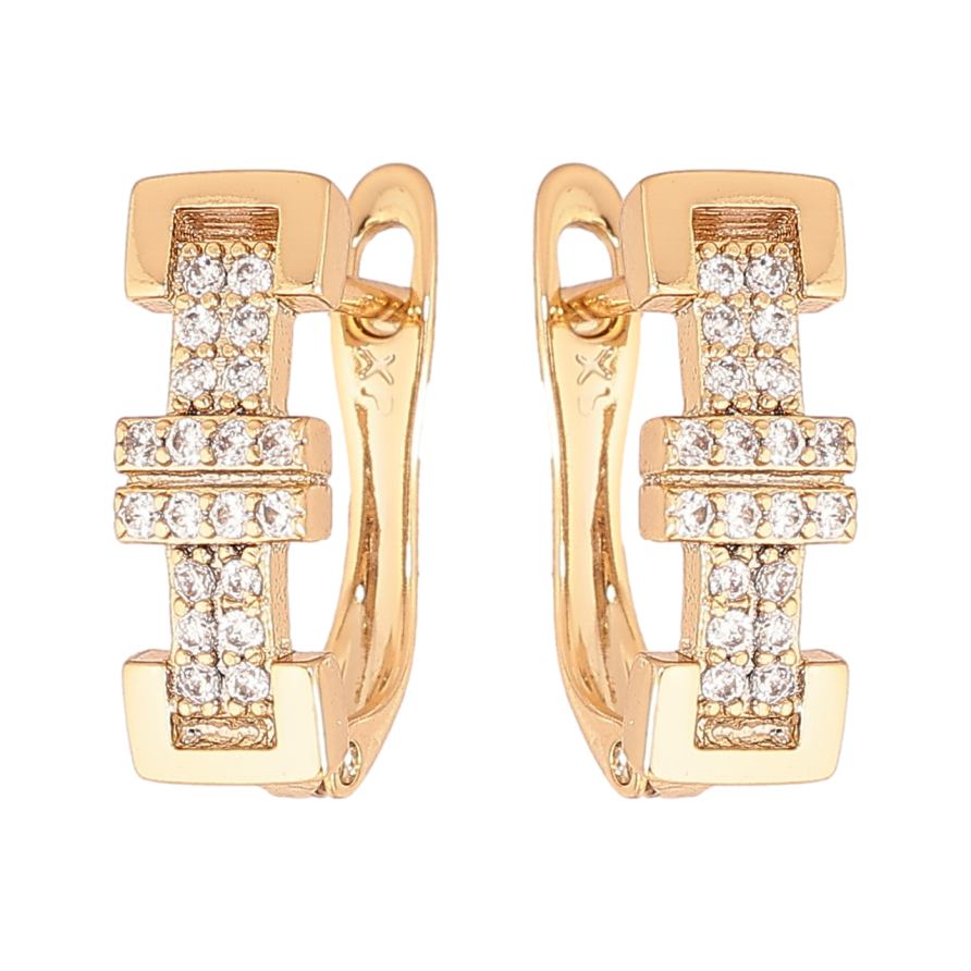 Серьги Xuping Позолота 18K английский замок Узор с кристаллами фото №1