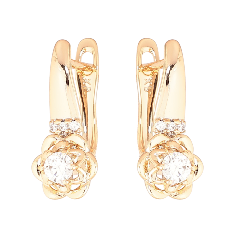 Серьги Xuping Позолота 18K английский замок Цветочки с кристаллами фото №1