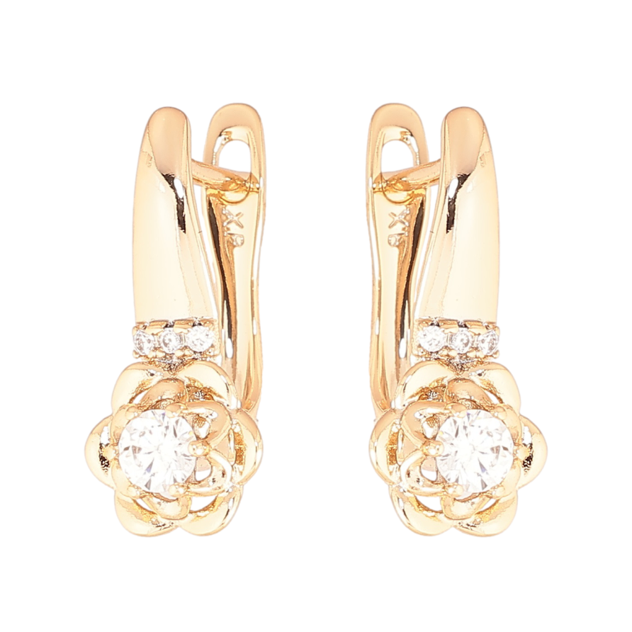 Сережки Xuping Позолота 18K англійський замок «Квіточки з кристалами» фото №1