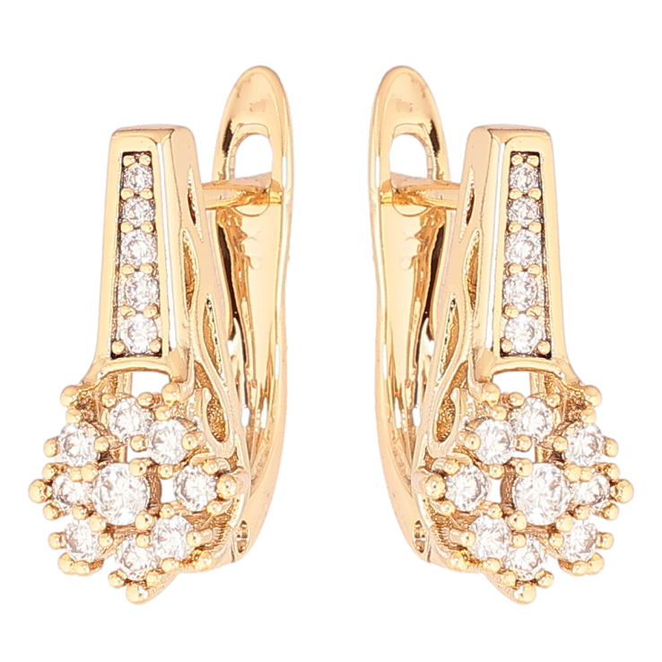 Серьги Xuping Позолота 18K английский замок Кристальные цветочки фото №19