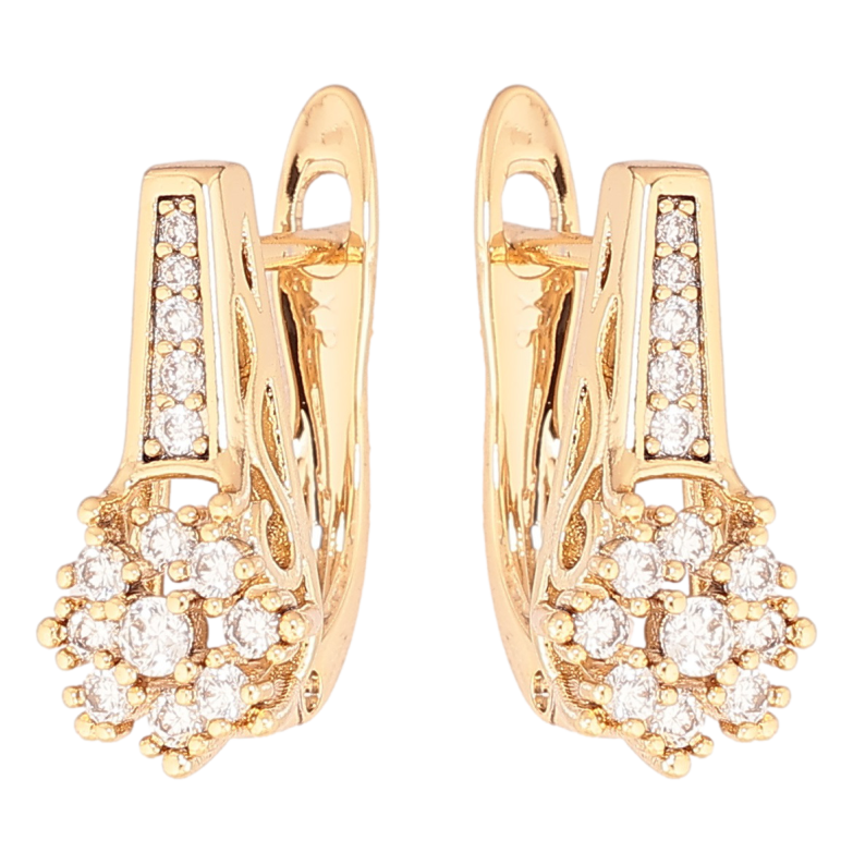 Сережки Xuping Позолота 18K англійський замок «Кришталеві квіточки» фото №1